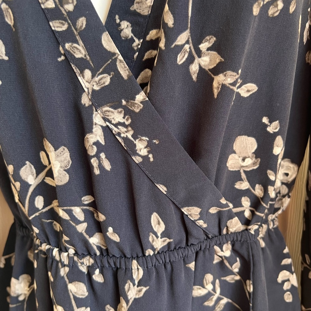 Gap Navy Floral Faux-Wrap Mini Dress - Picture 6 of 7